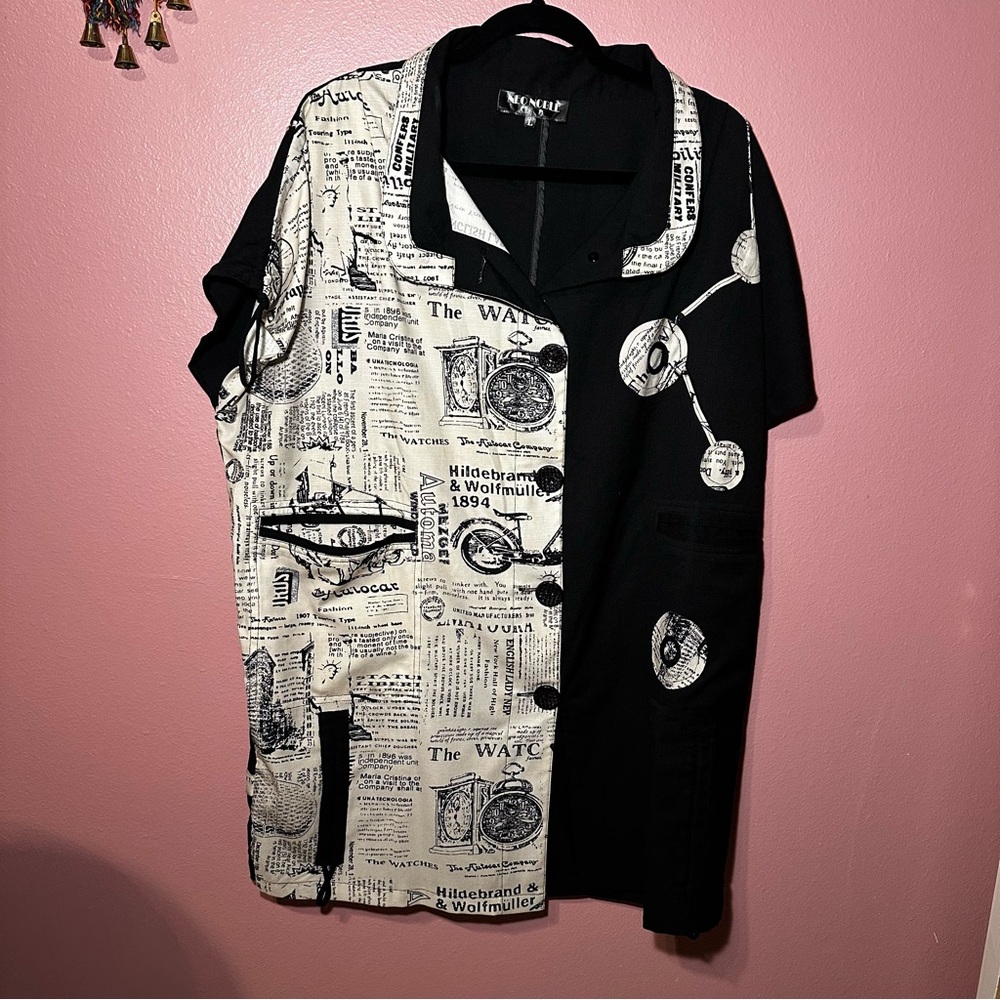 Neo Noble Black and Cream Graphic Blouse